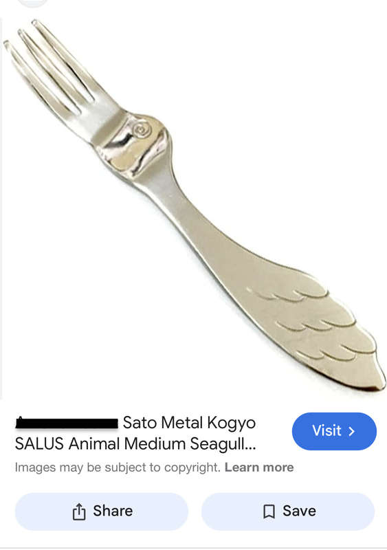 Sato Kogyu Metal Seagull Design Cake Fork - stunning design