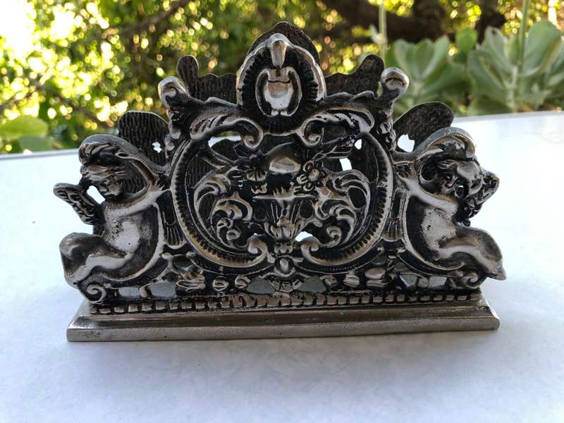 Fantastic Art Nouveau heavy silver plated metal serviette holder