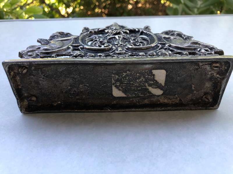 Fantastic Art Nouveau heavy silver plated metal serviette holder