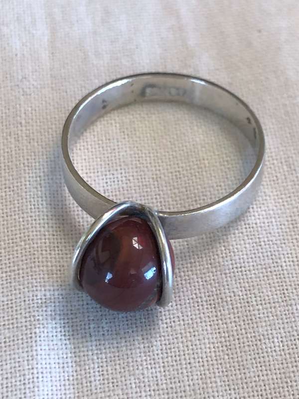 Stunning 925 silver and gem stone dress ring - 3.1g - Size R 3/4
