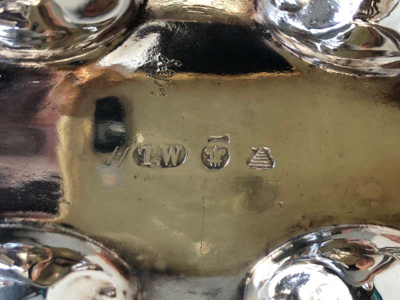 Gorgeous silver plated Bon Bon snack dish on bun feet by Thomas White