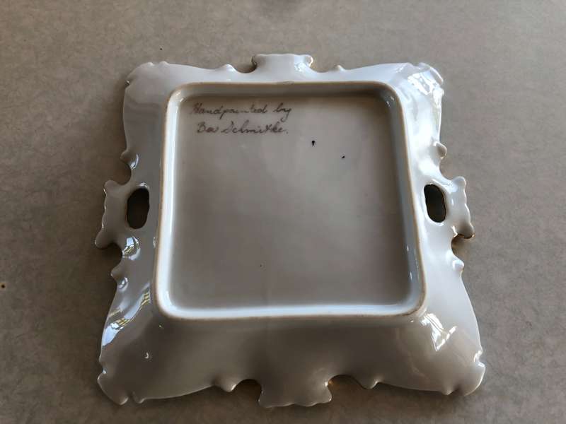 Exquisite rare hand painted Meissen non export gilded bowl hand painted by Bev Schmitke