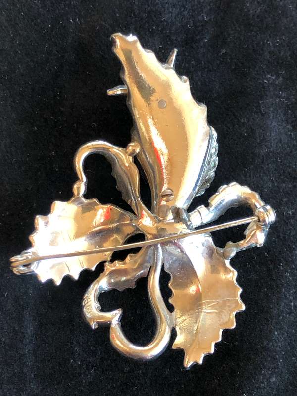 Stunning large marcasite white metal brooch
