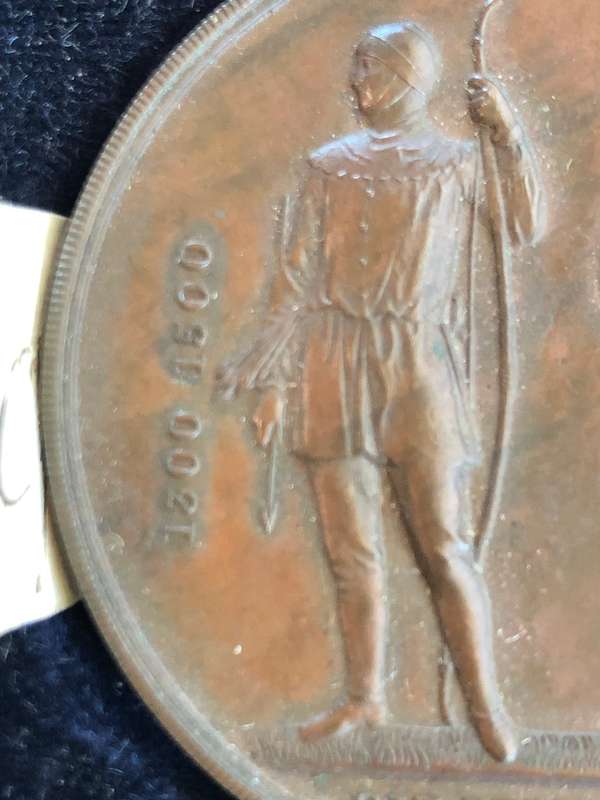 1860 BRONZE NATIONAL RIFLE ASSOCIATION EMPIRE DAY CHALLENGE CUP MEDAL ISSUED IN 1910 TO CPL HAMILTON