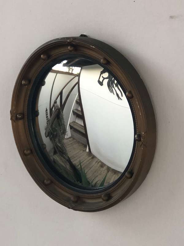 Stunning 1940's Antsonea Regency Gilt Wood Framed Convex Butlers Mirror