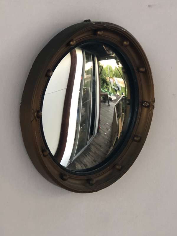 Stunning 1940's Antsonea Regency Gilt Wood Framed Convex Butlers Mirror