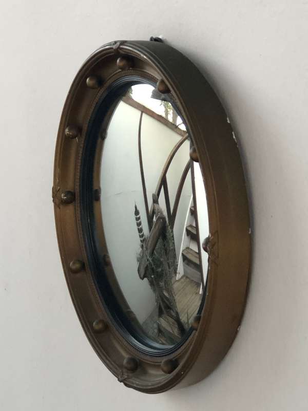 Stunning 1940's Antsonea Regency Gilt Wood Framed Convex Butlers Mirror