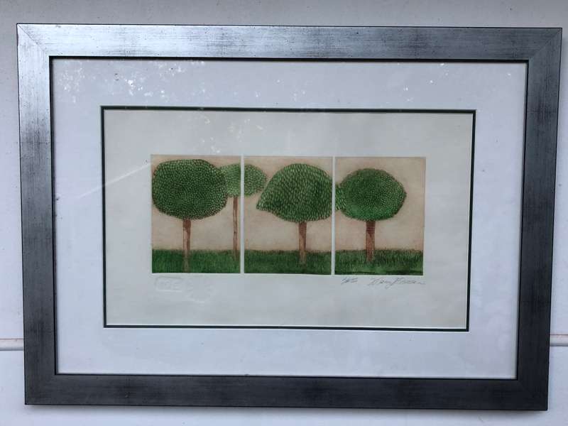Mary Eisman (USA) framed limited edition and numbered etching on embossed paper