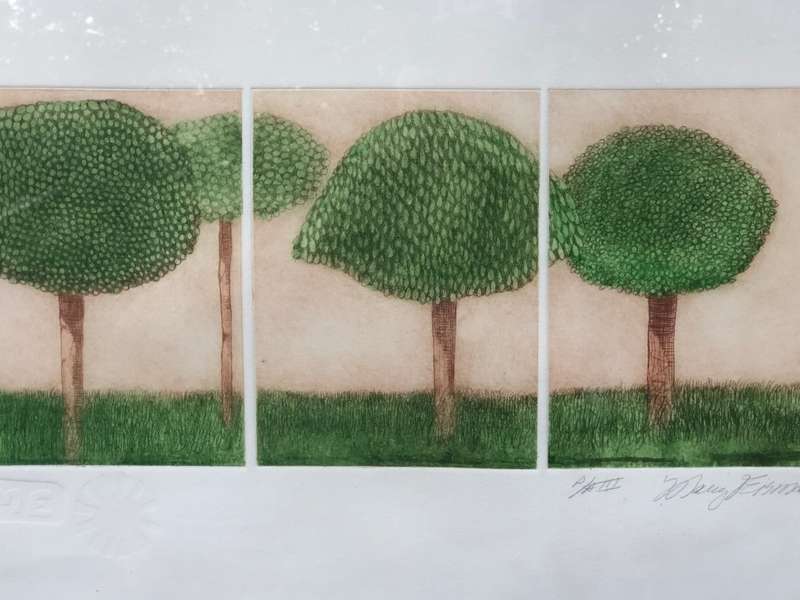 Mary Eisman (USA) framed limited edition and numbered etching on embossed paper