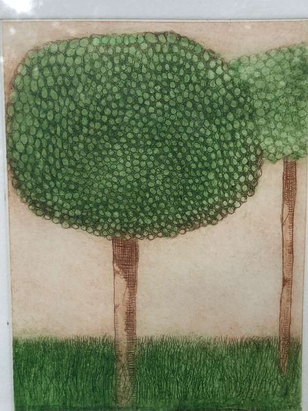 Mary Eisman (USA) framed limited edition and numbered etching on embossed paper