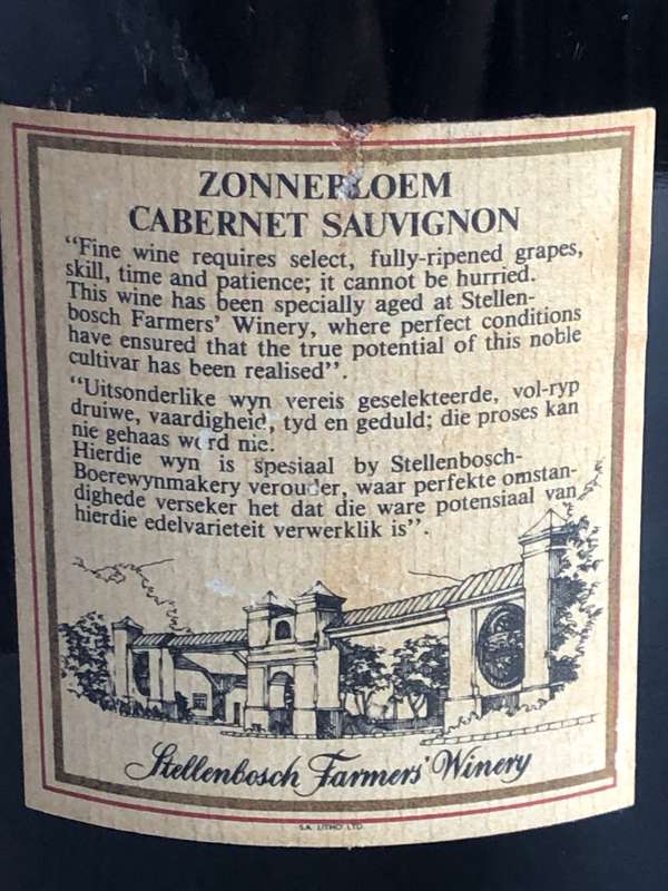 1983 ZONNEBLOEM CABERNET SAUVIGNON LIMITED VINTAGE EDITION 1.5lt MAGNUM