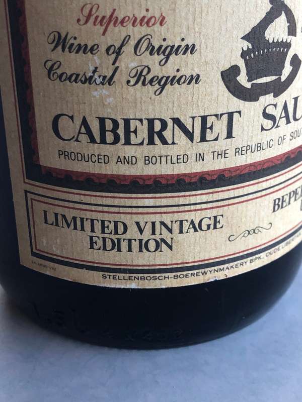 1983 ZONNEBLOEM CABERNET SAUVIGNON LIMITED VINTAGE EDITION 1.5lt MAGNUM