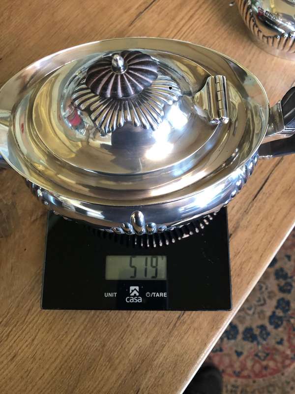 Sterling Silver Sheffield Hallmarked 3 Piece Tea Set by Mappin and Webb Dated 1893 - 1002g