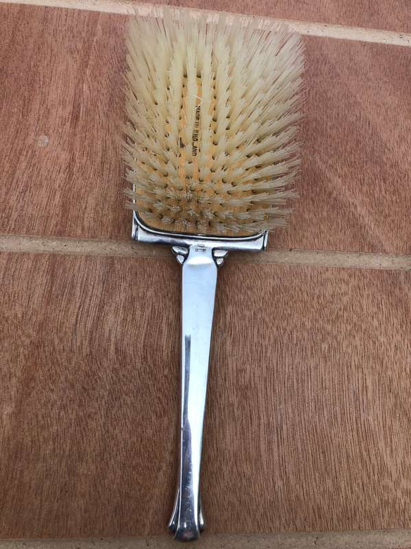 Hallmarked Birmingham sterling silver hair brush by W.I Broadway & Company dated 1961
