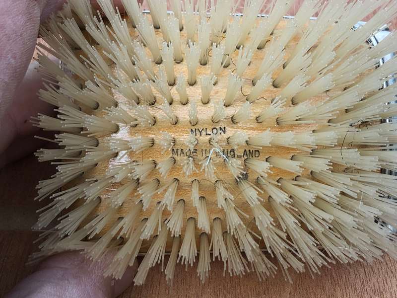 Hallmarked Birmingham sterling silver hair brush by W.I Broadway & Company dated 1961