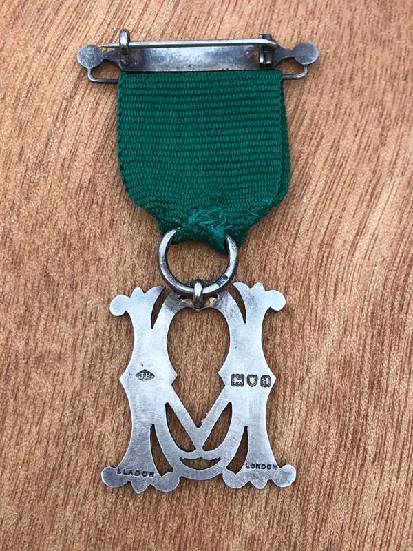 Hallmarked London sterling silver Masonic Fob Medal by Joseph Bladon dated 1899 - 12g