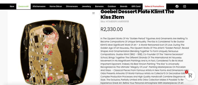 Gustav Klimt Artis Orbis - Goebel - Cake / Display Plate on stand - The Kiss -  COLLECTORS ITEM !!!