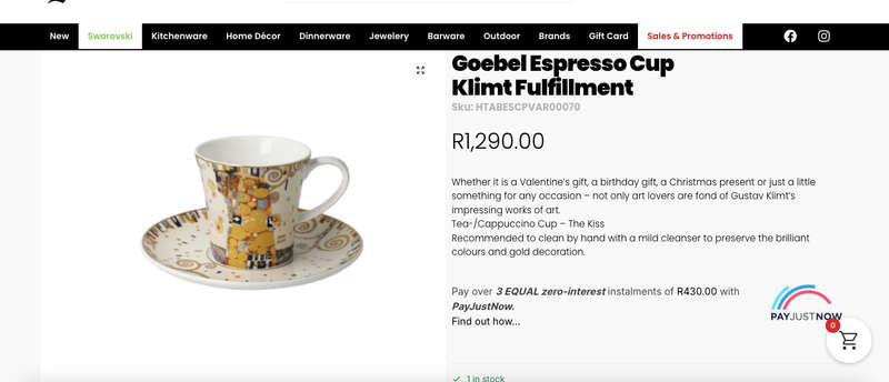 Gustav Klimt Artis Orbis - Goebel Cup and Saucer -The Fulfilment -  COLLECTORS ITEM !!!