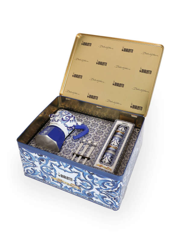 BIALETTI DOLCE&GABBANA - LIMITED QUANTITIES AVAILABLE - 6 cup Moka Box medium + 3 Porcelain cups