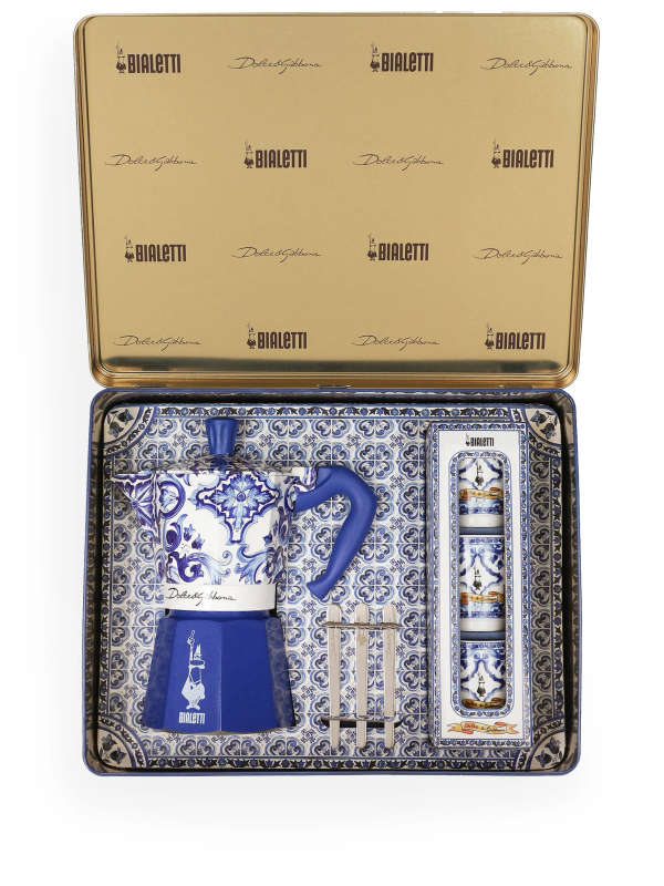 BIALETTI DOLCE&GABBANA - LIMITED QUANTITIES AVAILABLE - 6 cup Moka Box medium + 3 Porcelain cups