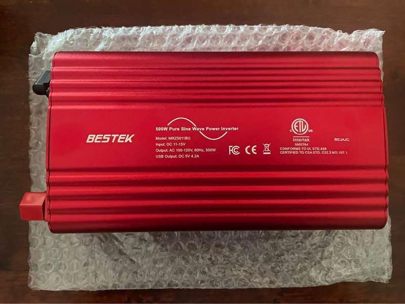 Bestek 500W Pure Sine Wave Inverter 12V - 110V 60Hz