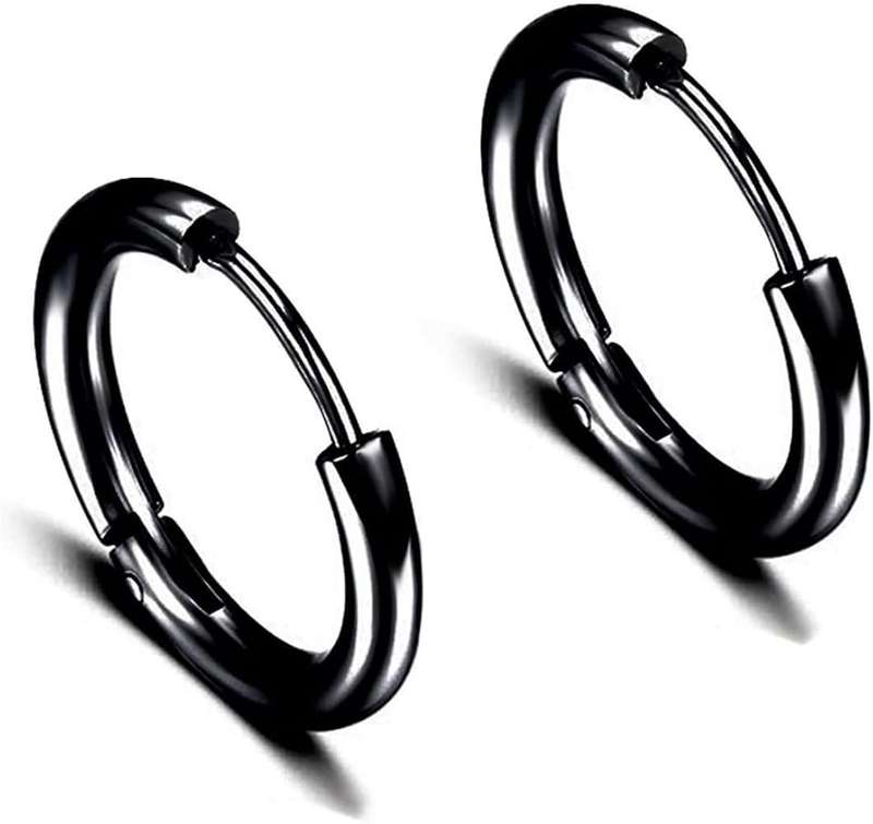 Black Hoop Earring Stainless Steel