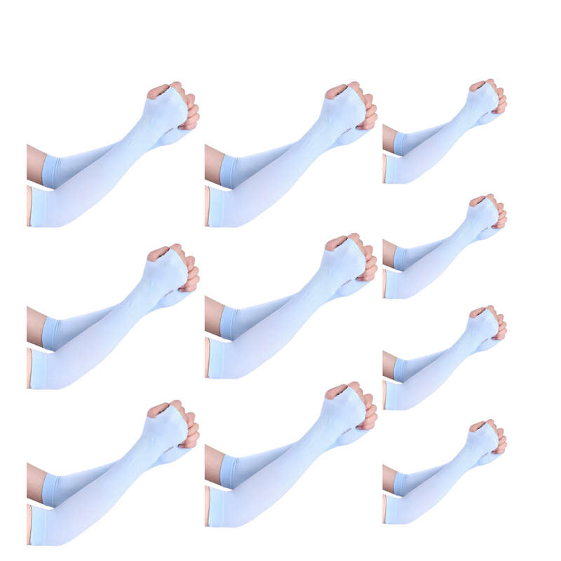 Let's Slim Arm Sleeves UV Sun Protection Arm Cover Sleeves - 10 Pairs(White)