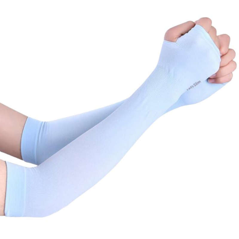 Let's Slim Arm Sleeves UV Sun Protection Arm Cover Sleeves - 10 Pairs(White)
