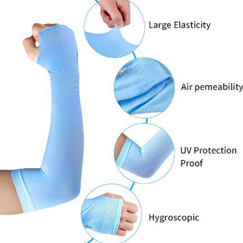 Let's Slim Arm Sleeves UV Sun Protection Arm Cover Sleeves - 10 Pairs(White)