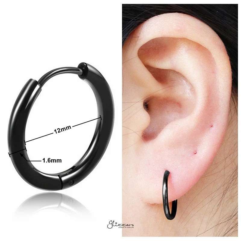 Black Hoop Earring Stainless Steel