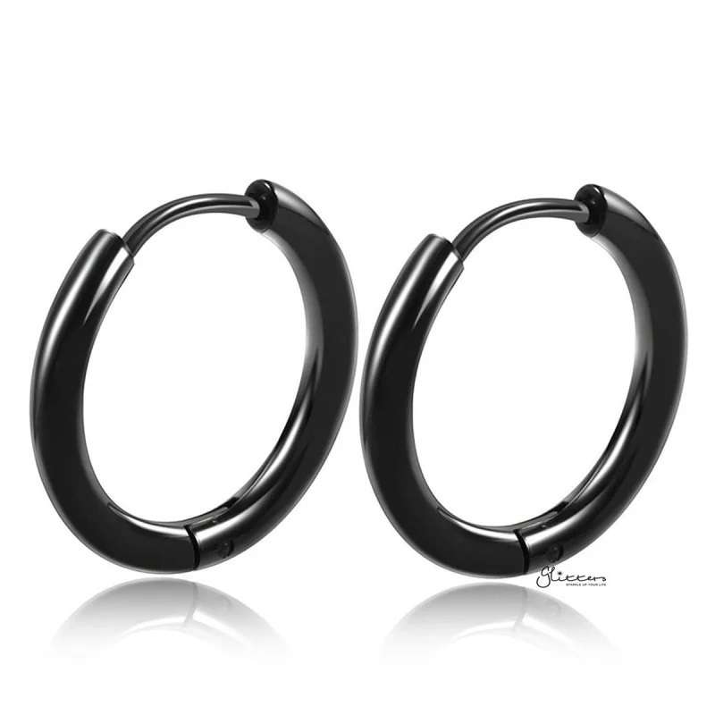 Black Hoop Earring Stainless Steel