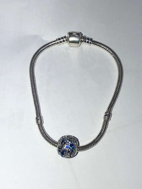 Sterling silver blue/cubic pave @ snake bracelet