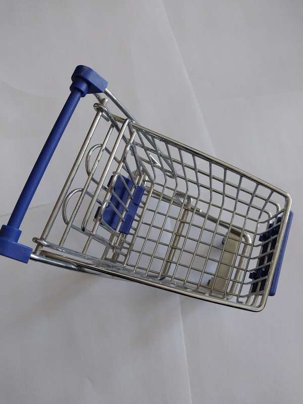 Miniature Shopping Trolley, Blue, Size 140mm x 130mm x 190mm, See Photo's For More Info