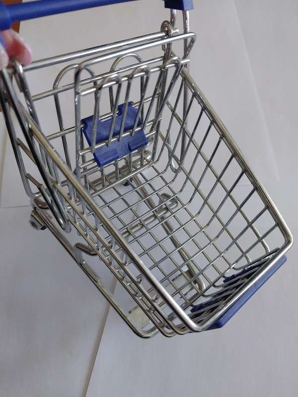 Miniature Shopping Trolley, Blue, Size 140mm x 130mm x 190mm, See Photo's For More Info