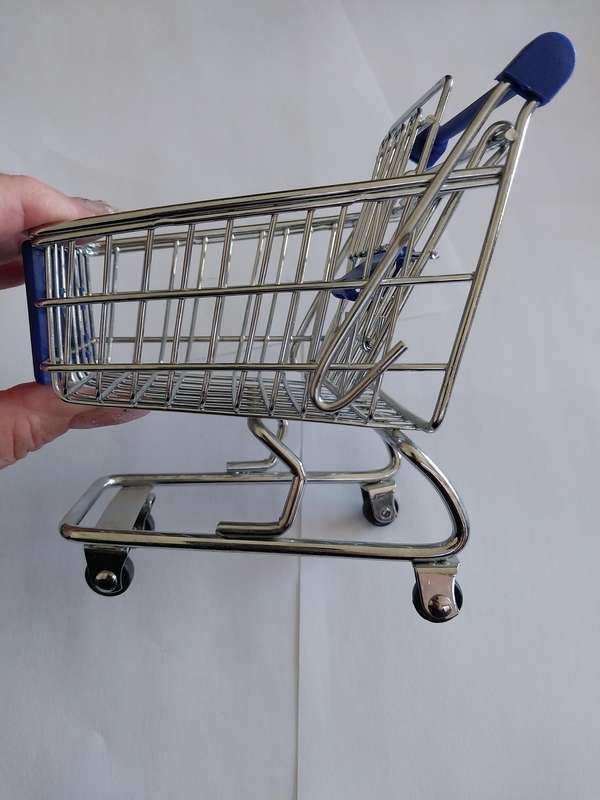 Miniature Shopping Trolley, Blue, Size 140mm x 130mm x 190mm, See Photo's For More Info
