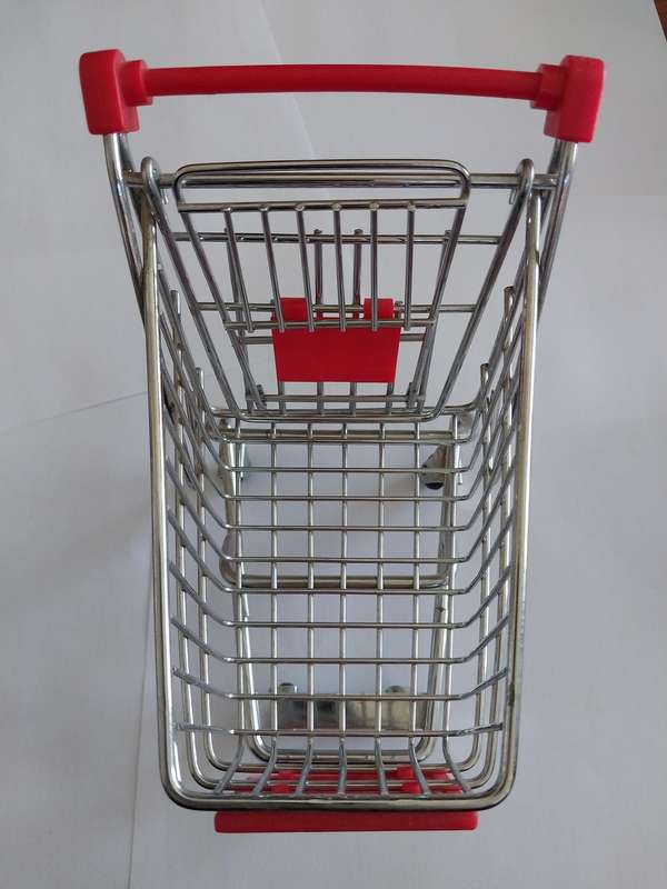 Miniature Shopping Trolley, Red, Size 140mm x 130mm x 190mm, See Photo's For More Info