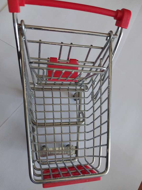 Miniature Shopping Trolley, Red, Size 140mm x 130mm x 190mm, See Photo's For More Info