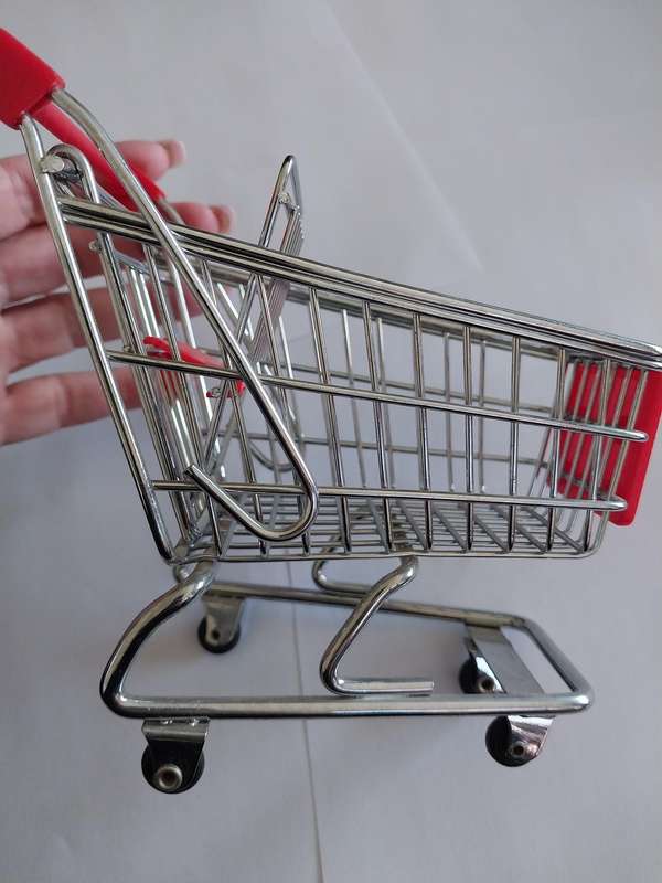 Miniature Shopping Trolley, Red, Size 140mm x 130mm x 190mm, See Photo's For More Info
