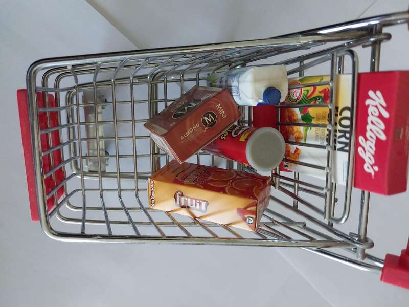 Miniature Shopping Trolley, Red, Size 140mm x 130mm x 190mm, See Photo's For More Info