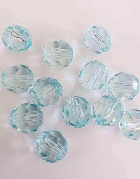 Acrylic Beads, Facetted, Light Blue, 16mm, 8pc
