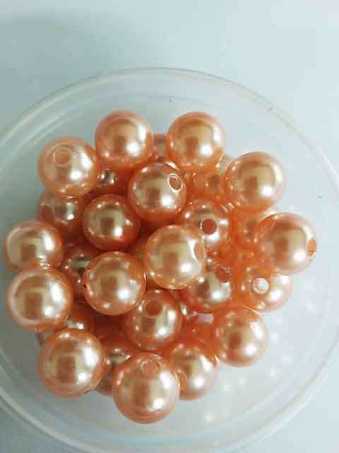 Acrylic Beads, Round, Pearl, Orange, 12mm, ±50pc, 42.4gr