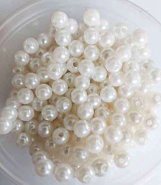 Acrylic Beads, Round, Pearl, White, 6mm, ±100pc, 10.3gr