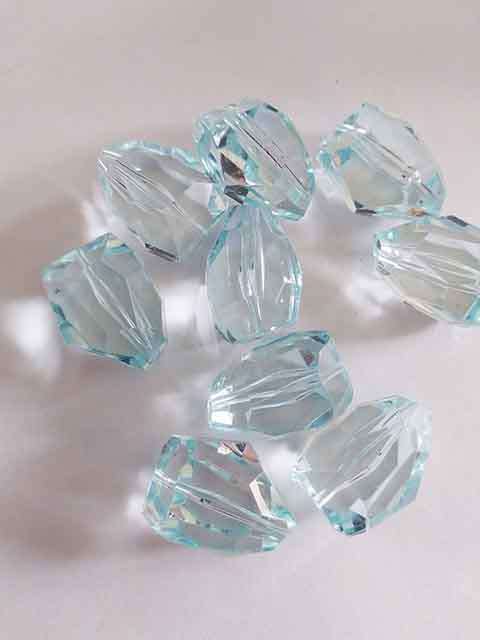 Acrylic Beads, Nuggets, Light Blue, 25mm x 19mm, 4pc