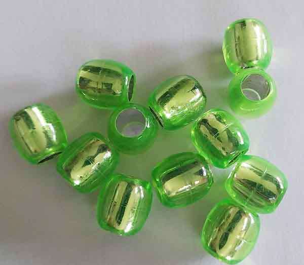 Acrylic Beads, Oval, Green, Large Hole, 12mm, 5pc