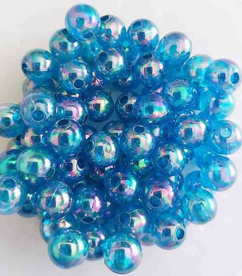 Acrylic Beads, Round, Blue AB, 8mm, 30pc