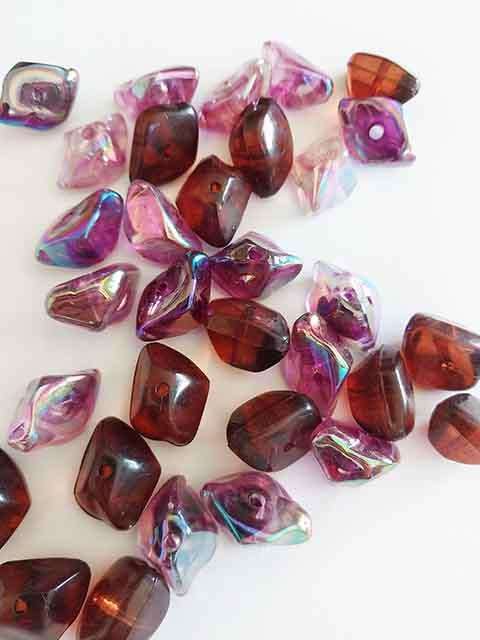 Acrylic Beads, Nuggets, Mixed Colours, 10mm x 13mm x 18mm, 6pc