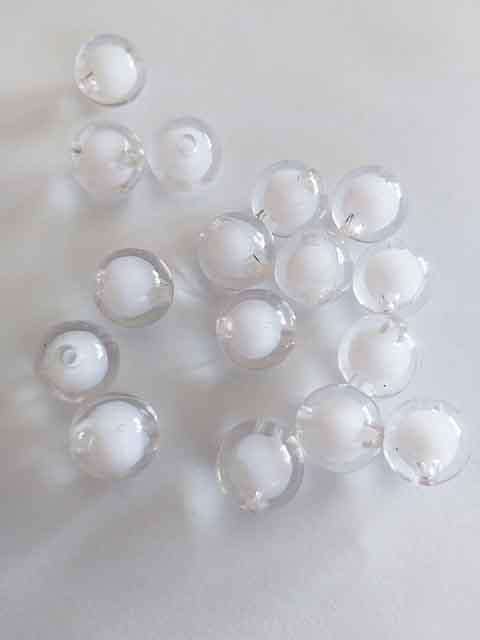 Acrylic Beads, Round, Clear With White Centre, 12mm, 6pc