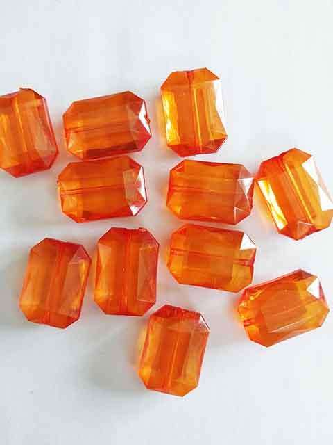 Acrylic Beads, Flat Rectangle, Orange, 24mm x 17mm x 8mm, 2pc
