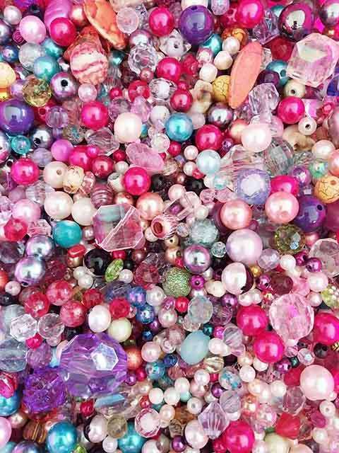 Acrylic Beads, Mixed Shapes, Sizes and Colours, 80gram