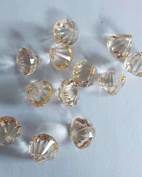 Acrylic, Crystal Beads Teardrop, Round, Yellow, 14mm, 6pc